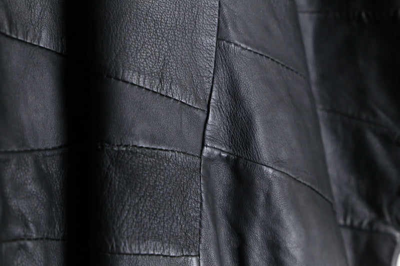 black leather switch design draman pullover jacket