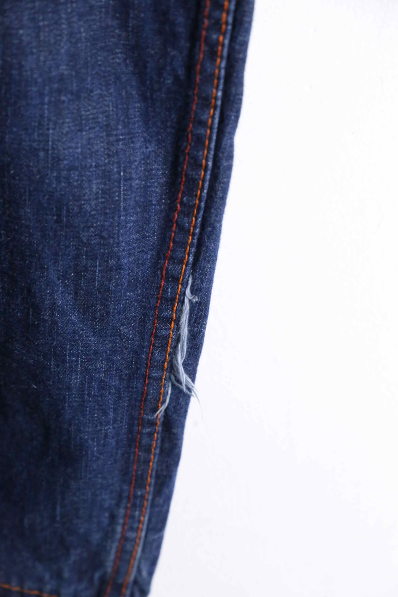 indigo blue embroidery design wide denim