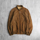 stand collar reversible suede leather jacket