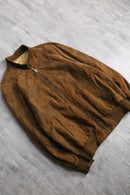 stand collar reversible suede leather jacket