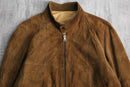 stand collar reversible suede leather jacket
