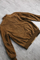 stand collar reversible suede leather jacket