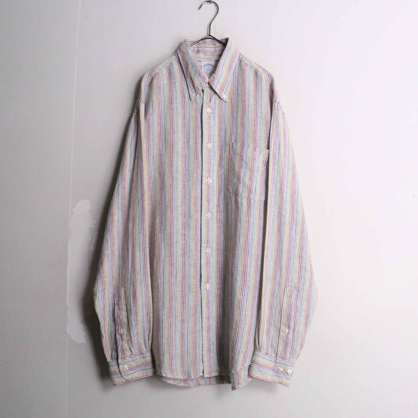 "Brooks Brothers" pale mulchcolor stripe B.D. linen shirt