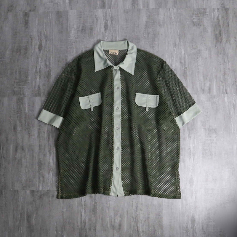 1990s fabric switch mesh S/S shirt