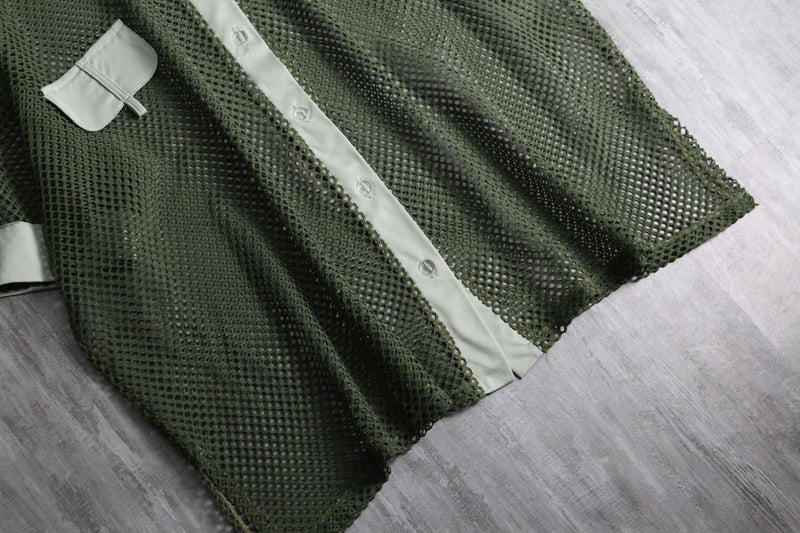 1990s fabric switch mesh S/S shirt