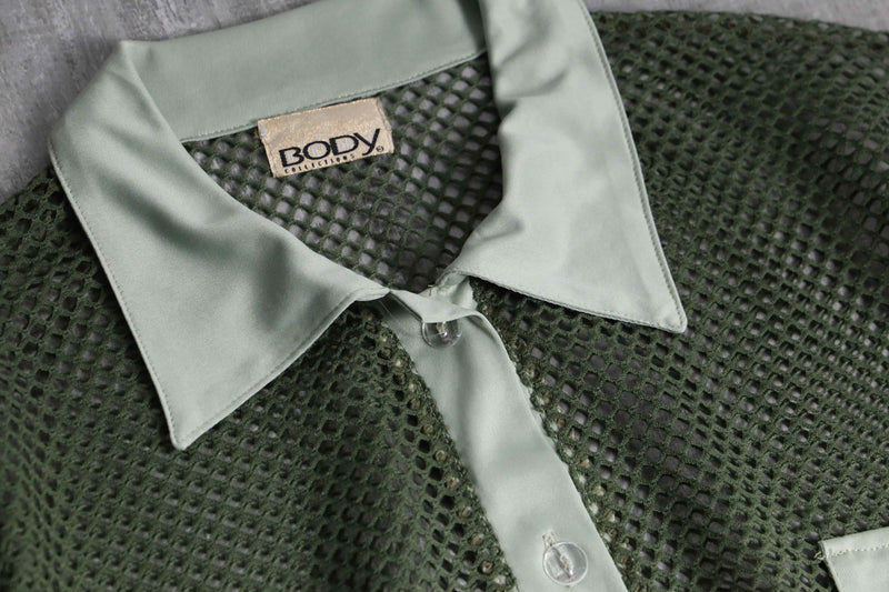 1990s fabric switch mesh S/S shirt