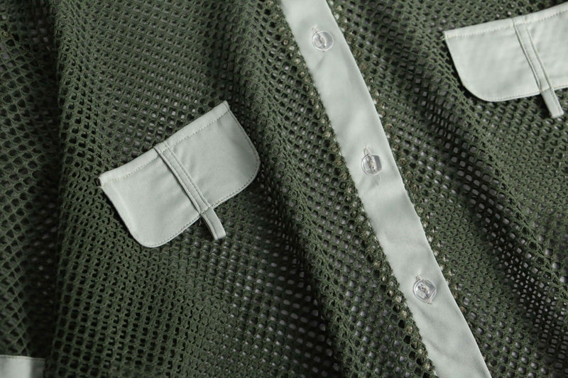 1990s fabric switch mesh S/S shirt