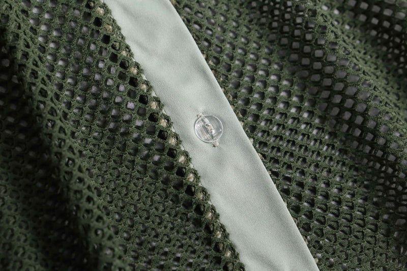 1990s fabric switch mesh S/S shirt