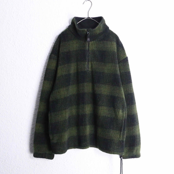 90’s “GAP” green check half zip fleece pullover