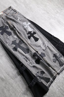 "Re:make" rosario leather patchwork denim pants
