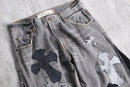 "Re:make" rosario leather patchwork denim pants