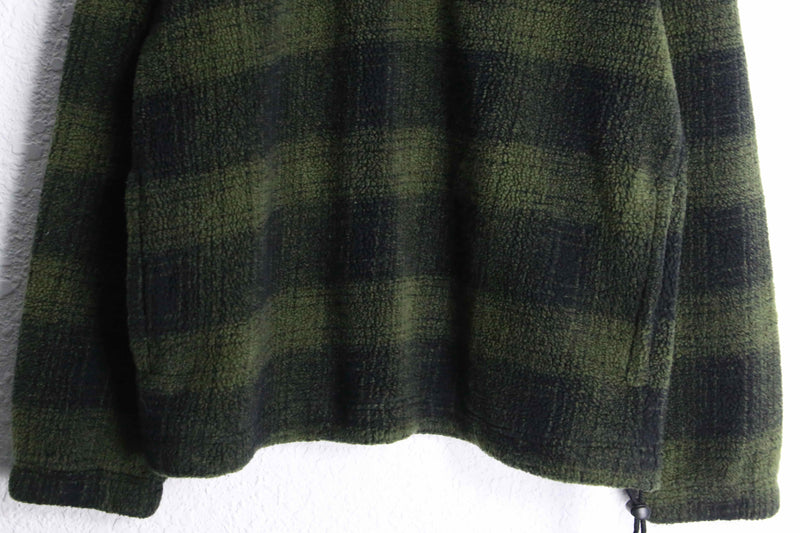 90’s “GAP” green check half zip fleece pullover