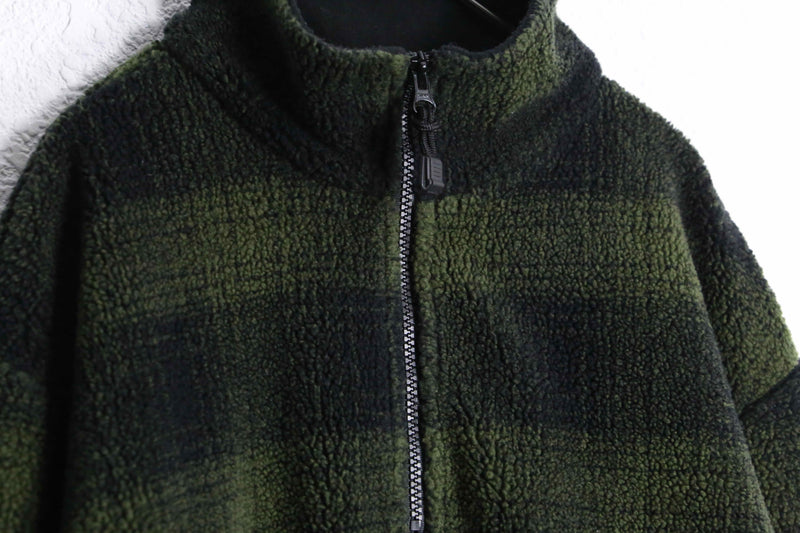 90’s “GAP” green check half zip fleece pullover