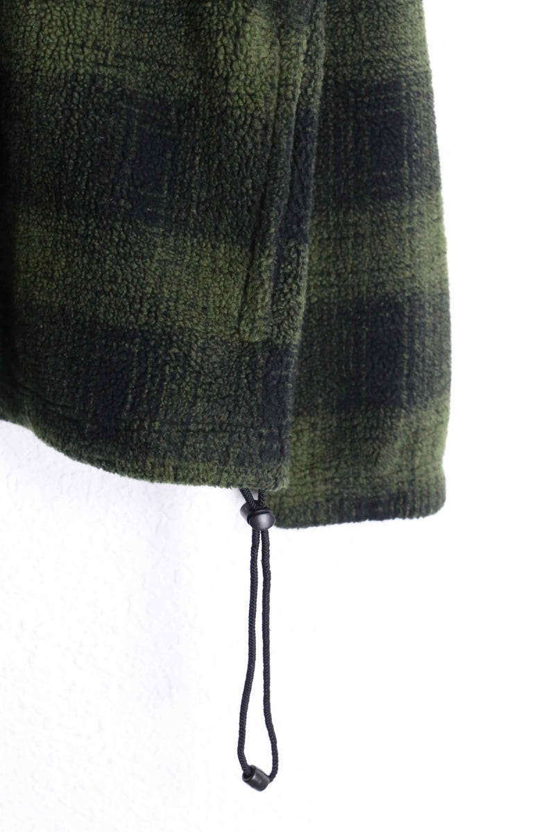90’s “GAP” green check half zip fleece pullover