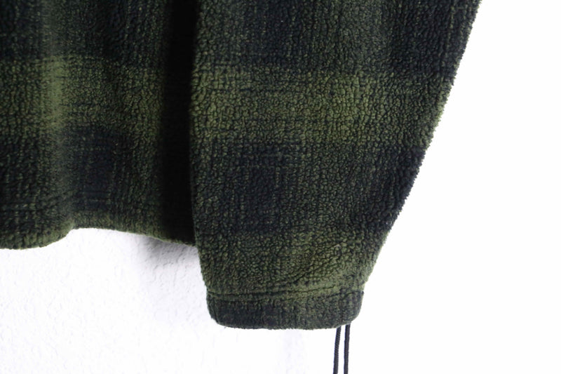 90’s “GAP” green check half zip fleece pullover