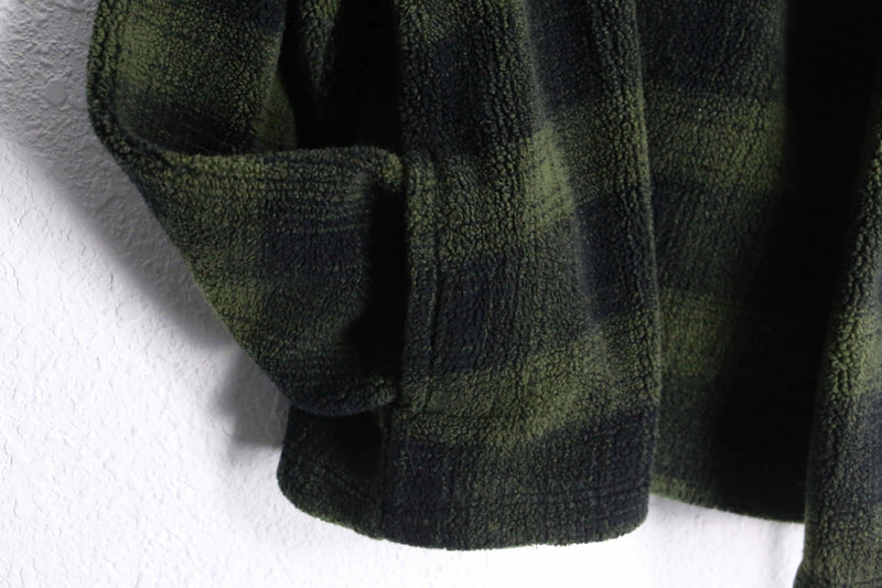 90’s “GAP” green check half zip fleece pullover