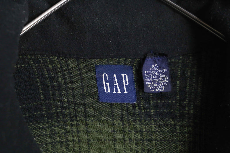 90’s “GAP” green check half zip fleece pullover