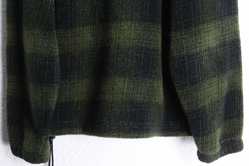90’s “GAP” green check half zip fleece pullover