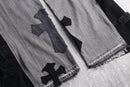 "Re:make" rosario leather patchwork denim pants