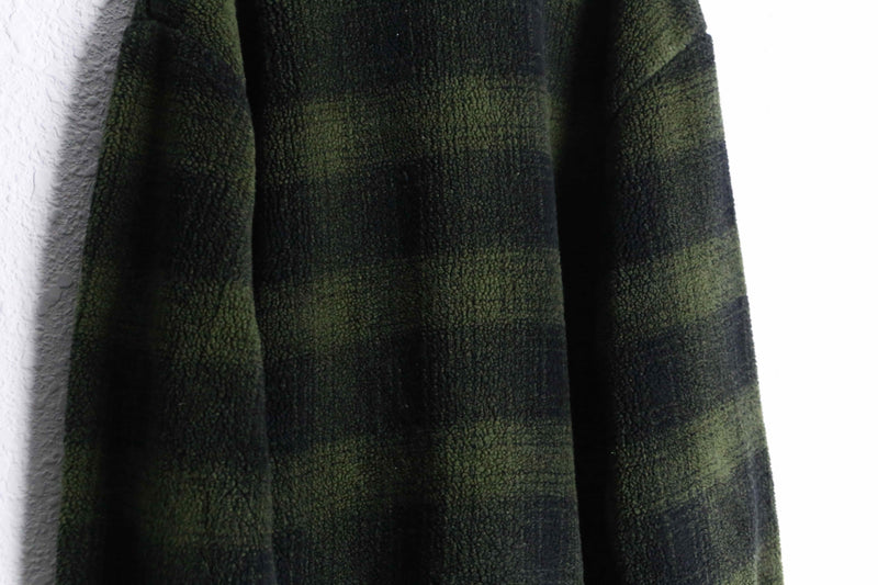 90’s “GAP” green check half zip fleece pullover