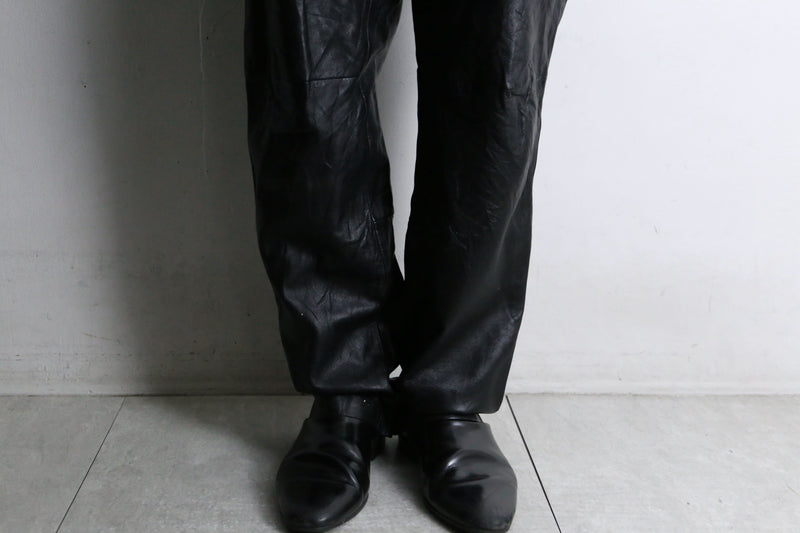 black color straight leather pants