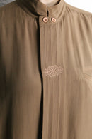 90's "P.R.O.N.T.I" silk mao collar embroidered design shirt