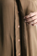 90's "P.R.O.N.T.I" silk mao collar embroidered design shirt