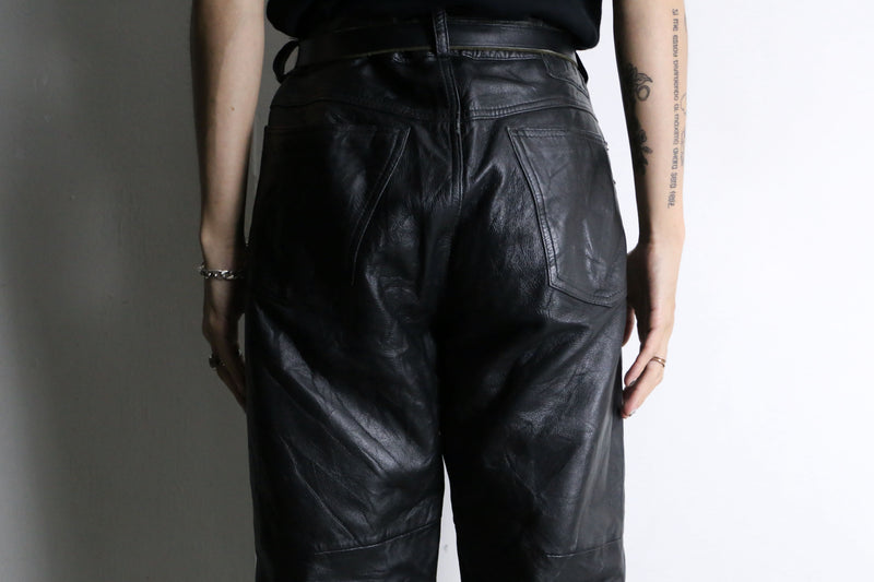 black color straight leather pants