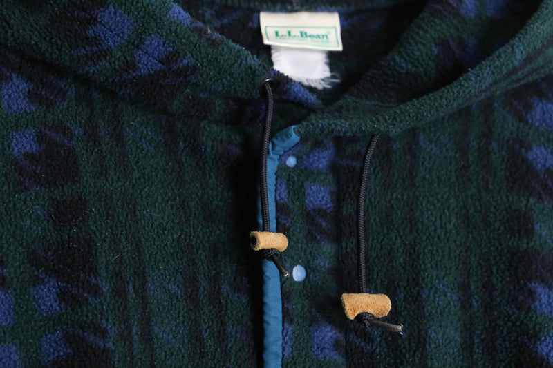 "L.L.Bean" 80's green color check fleece parka