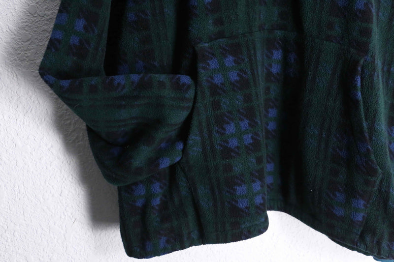 "L.L.Bean" 80's green color check fleece parka