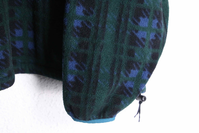 "L.L.Bean" 80's green color check fleece parka