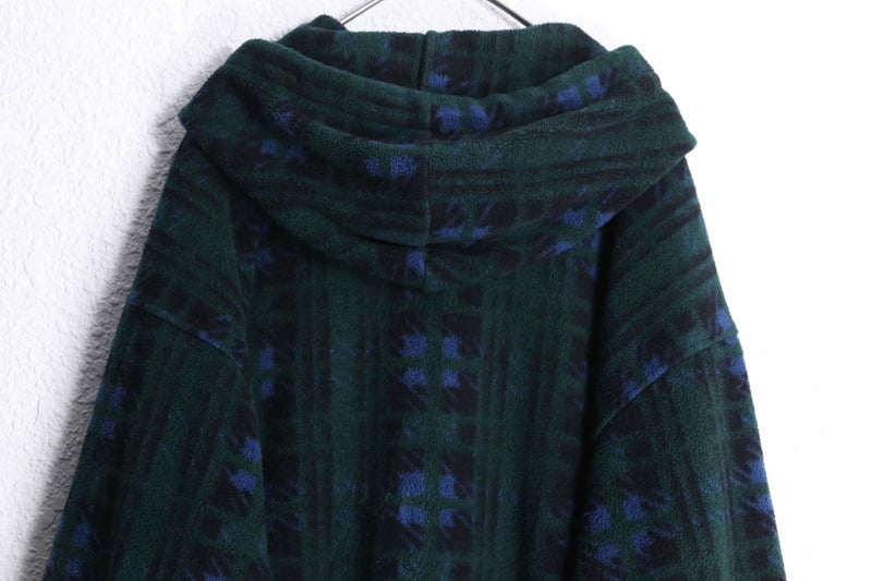 "L.L.Bean" 80's green color check fleece parka