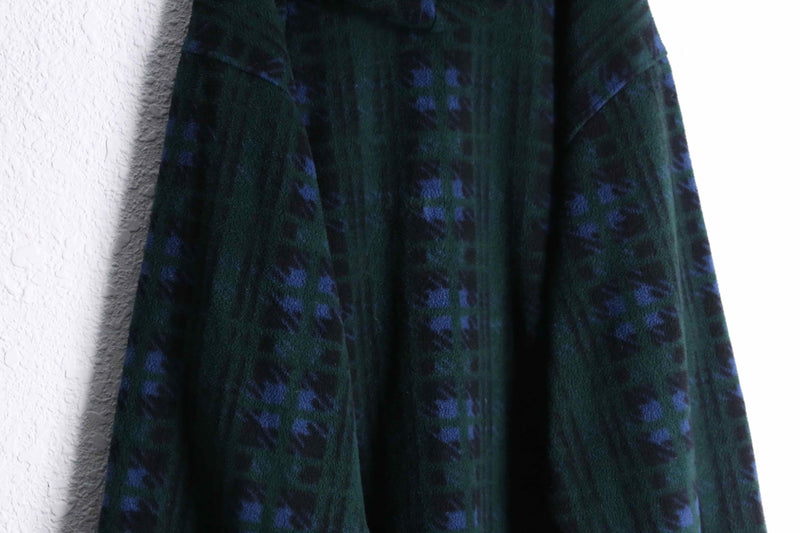 "L.L.Bean" 80's green color check fleece parka