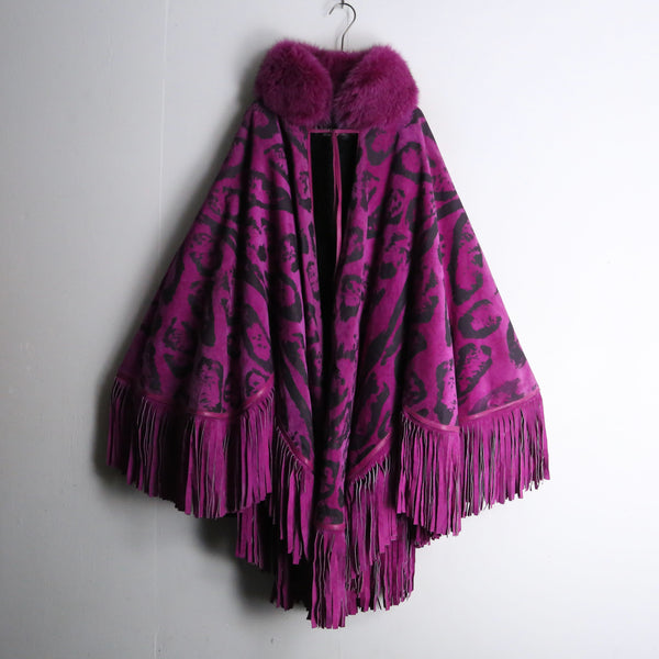 1980-90s Christian Dior Boutique Cuirs fringe leather poncho