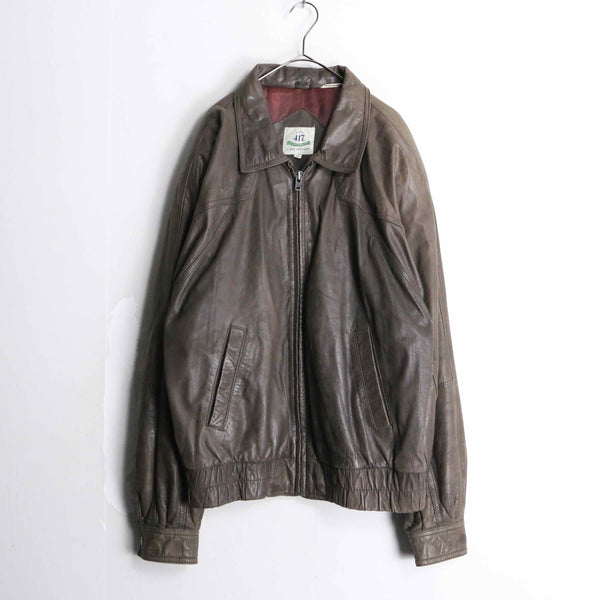 90’s “VAN HEUSEN” brown cow leather blouson