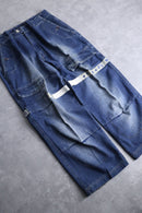 “M+F GIRBAUD” fade indigo shuttle pants [velcro : light gray]