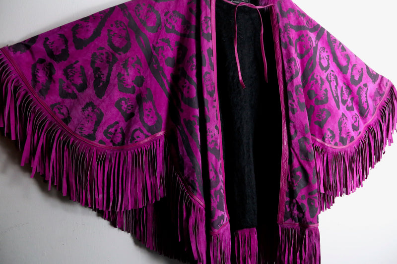 1980-90s Christian Dior Boutique Cuirs fringe leather poncho