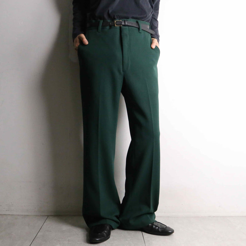 70's deep green poly flare slacks