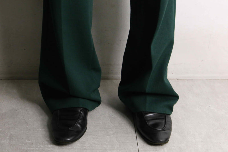 70's deep green poly flare slacks