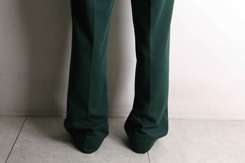 70's deep green poly flare slacks