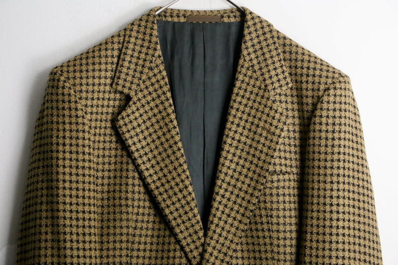 “VERSACE” light brown houndstooth single tailored jacket