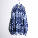 multi dot×border denim big shirt