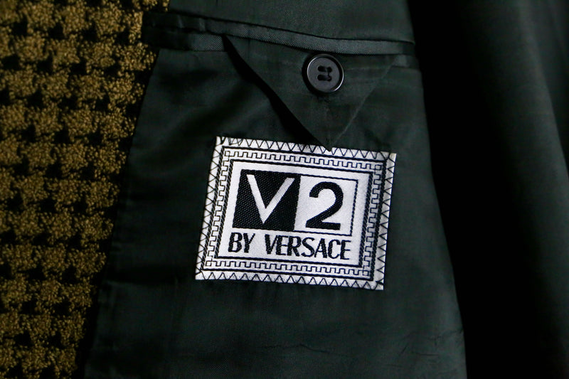 “VERSACE” light brown houndstooth single tailored jacket