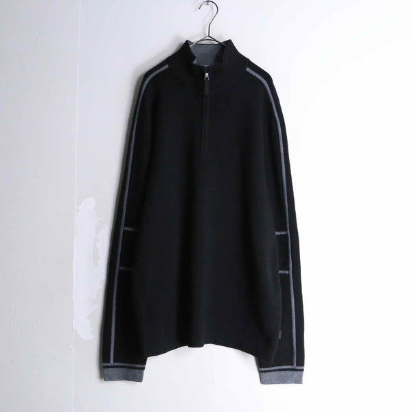 "BANANA REPUBLIC" black color wool half zip knit