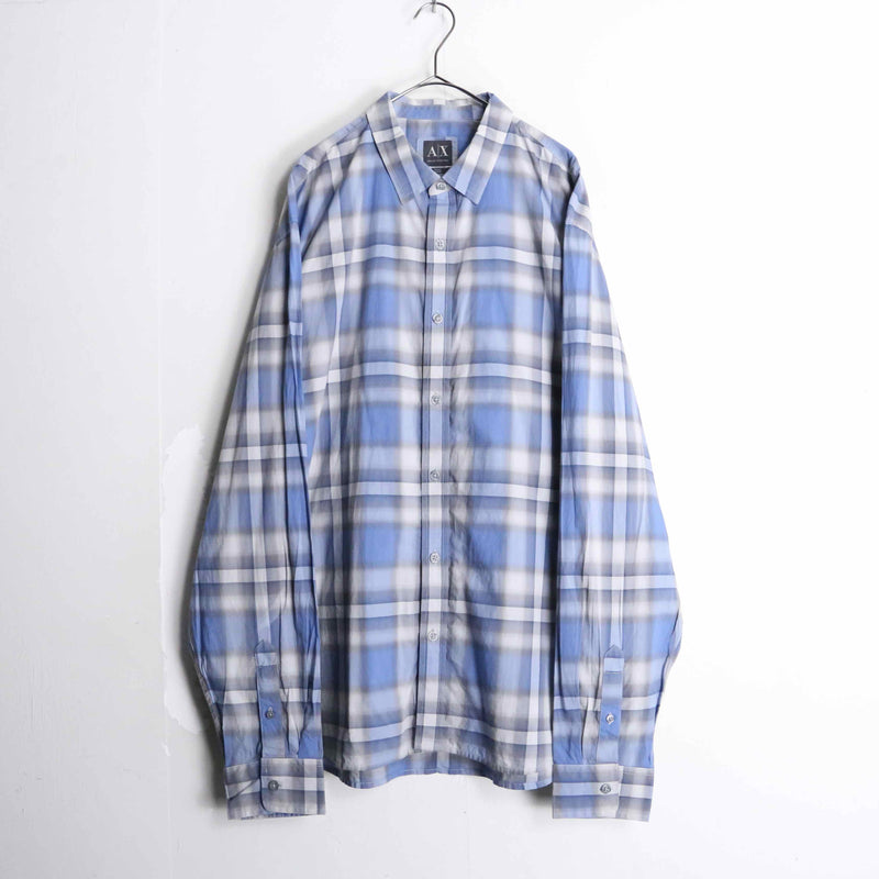 “ARMANI EXCHANGE” light blue ombre check shirt