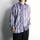 purple geometric pattern L/S loose shirt