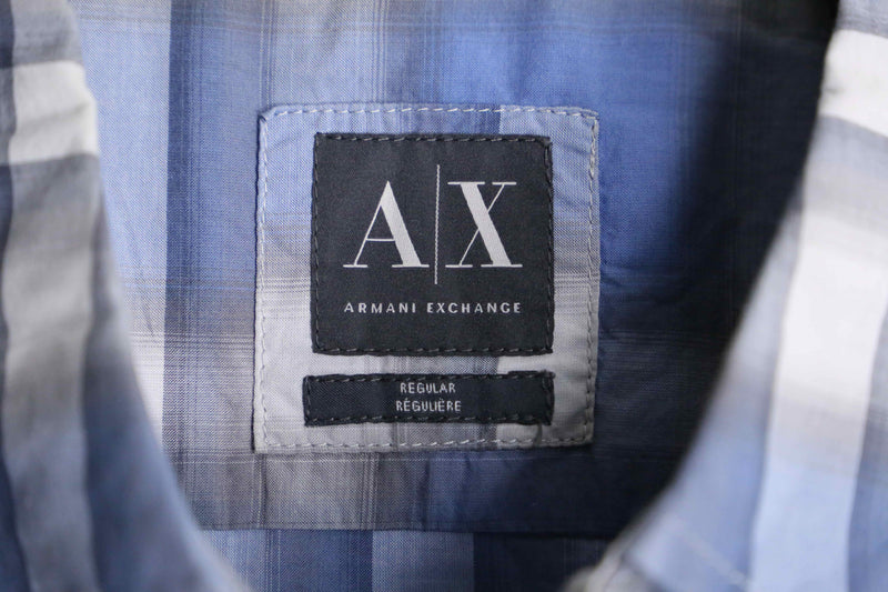 “ARMANI EXCHANGE” light blue ombre check shirt