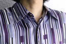 purple geometric pattern L/S loose shirt