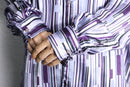 purple geometric pattern L/S loose shirt