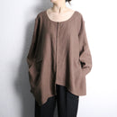 chocolate asymmetry linen pullover